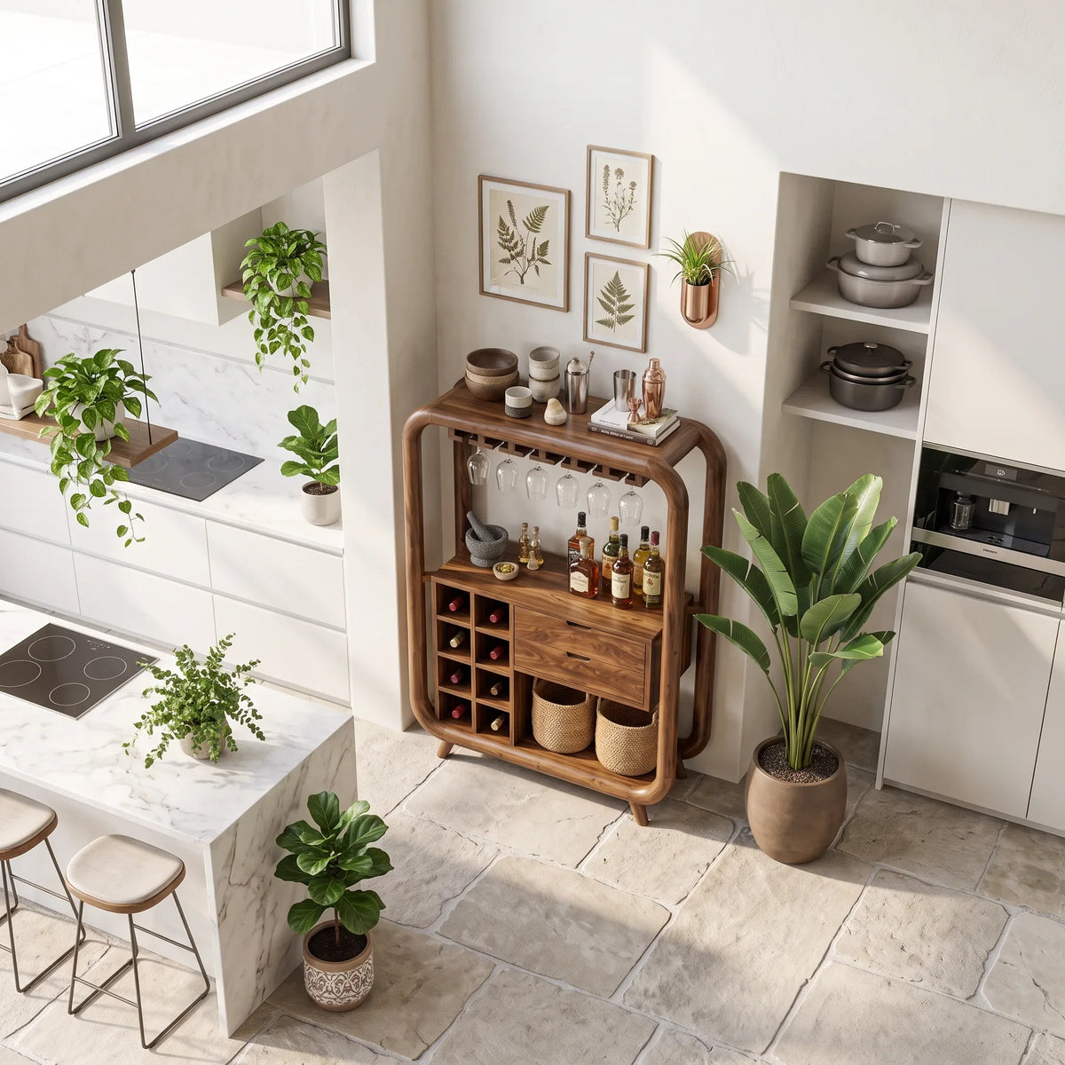 Tropical Bar Cabinet With Wine Storage Resort Home