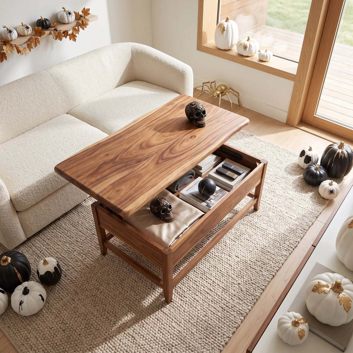 Rustic Pumpkin Lift Top Coffee Table Country Home