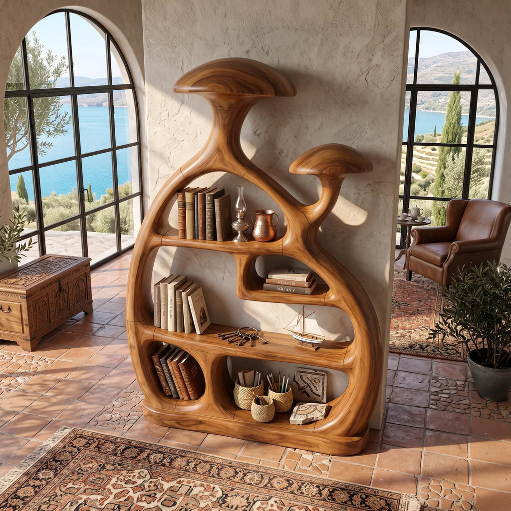 Organic Curved Mushroom Bookshelf Modern Living Room