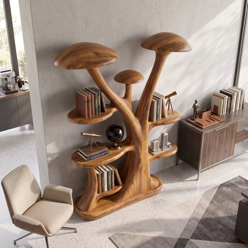Organic Curved Mushroom Bookshelf Modern Bedroom Nook