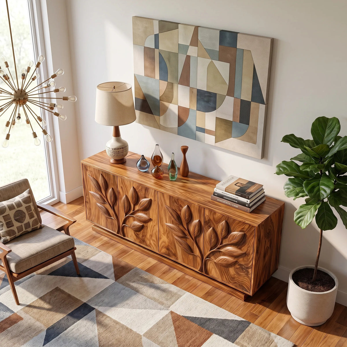 Elegant Sideboard Cabinet Dining Sideboard Buffet Cabinet Botanical Carving For Dining Room