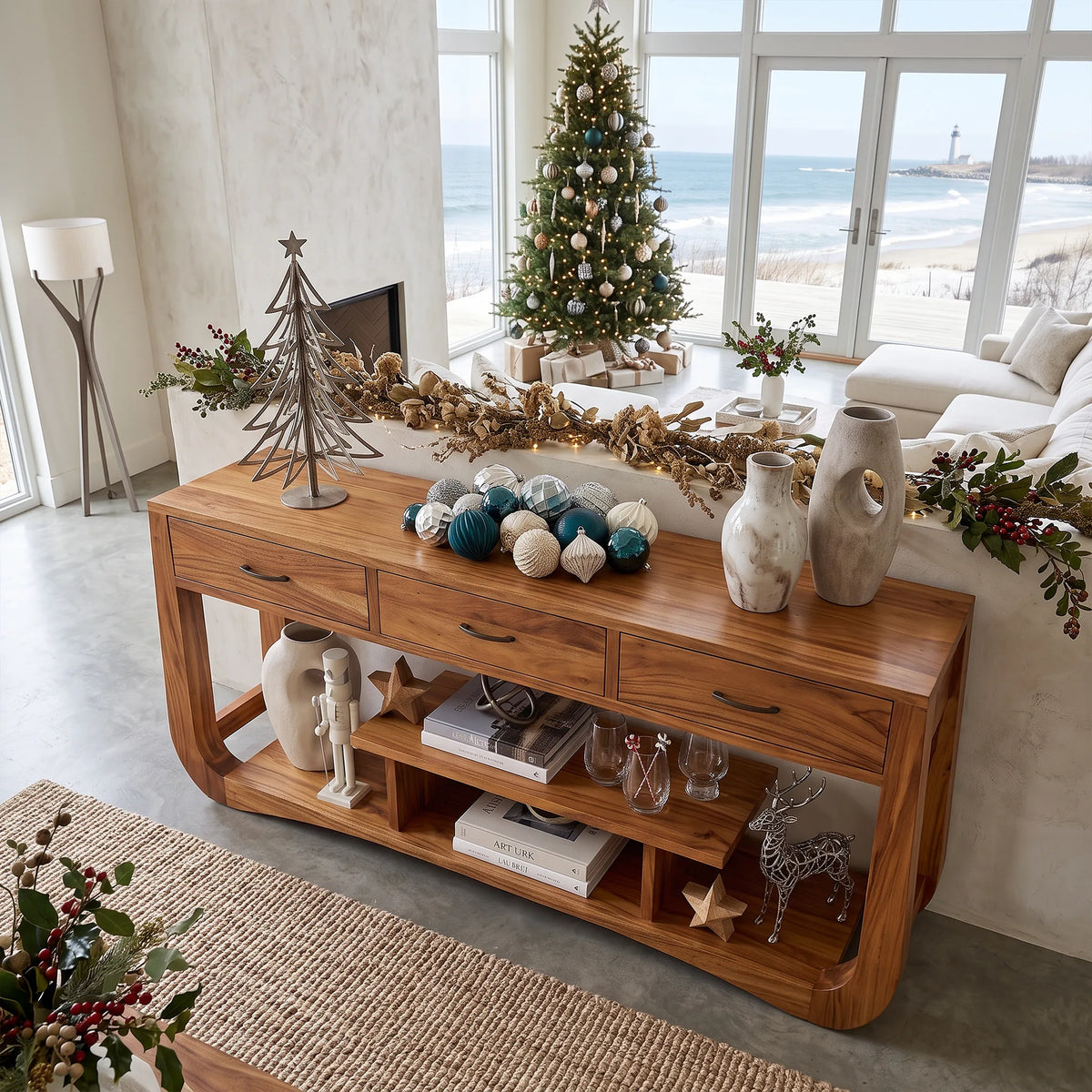 Farmhouse Christmas Behind Couch Table Modern Bedroom