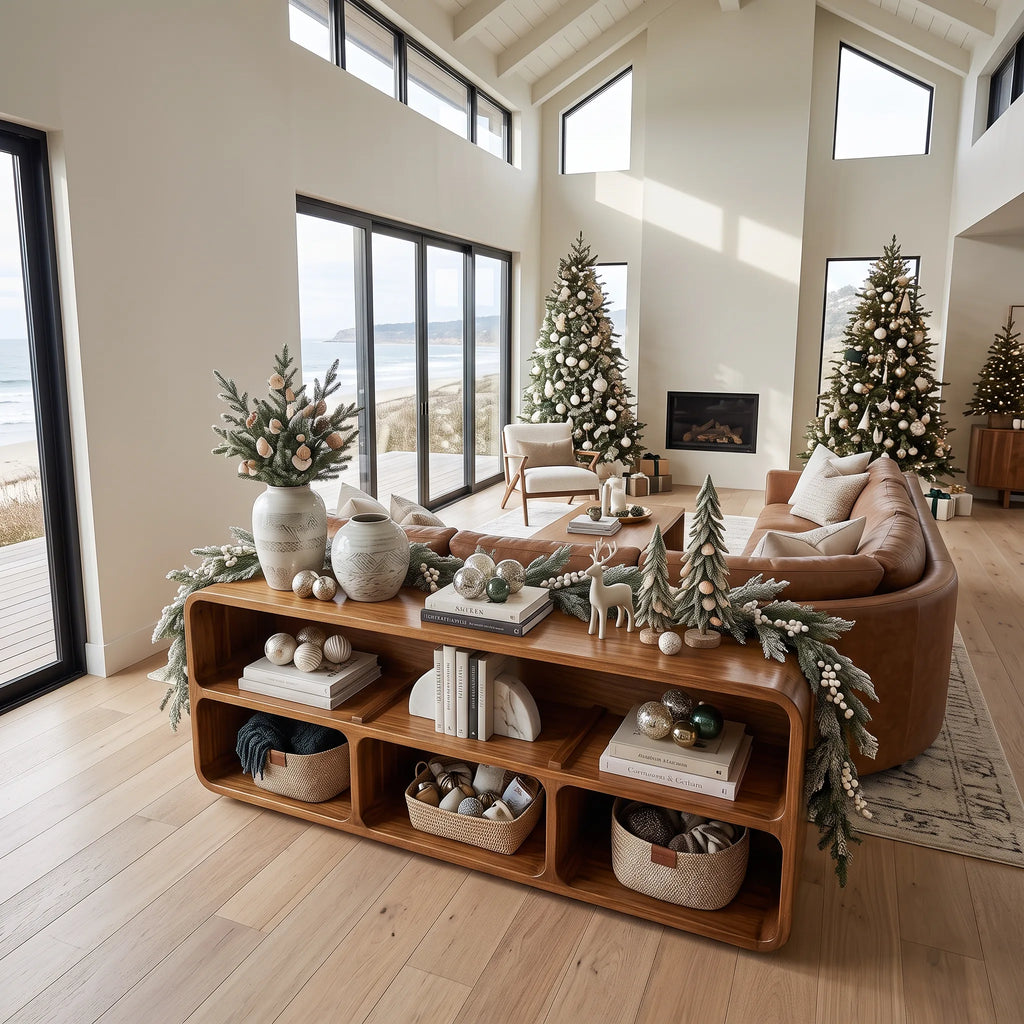 Mid Century Santa Storage Console Table Living Room