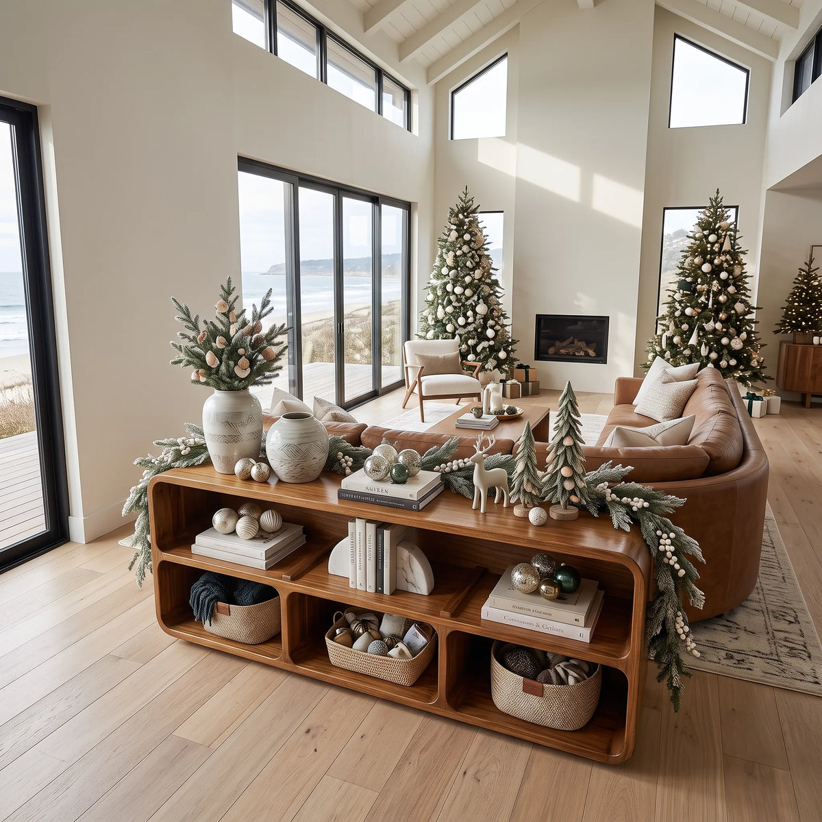 Mid Century Santa Storage Console Table Living Room