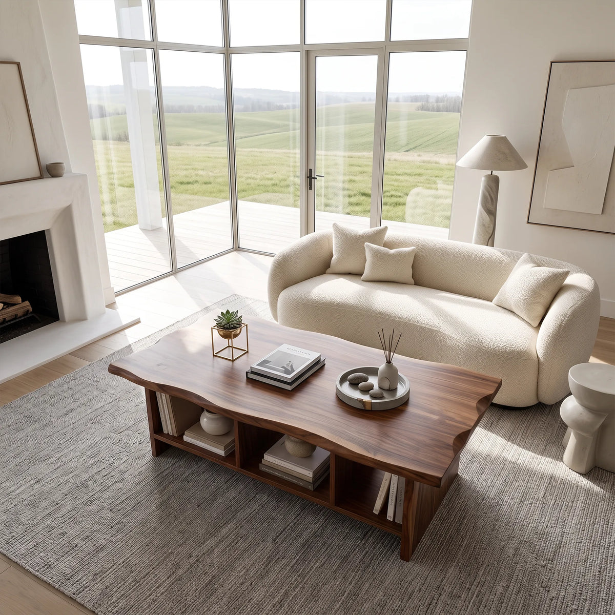 Farmhouse Live Edge Coffee Table Country Living Room