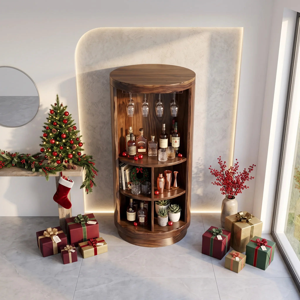 Mid Century Christmas Liquor Cabinet Living Room