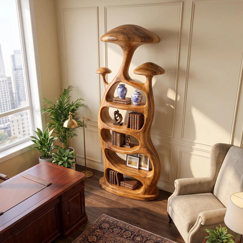 Organic Curved Sculptural Bookcase Modern Living Room