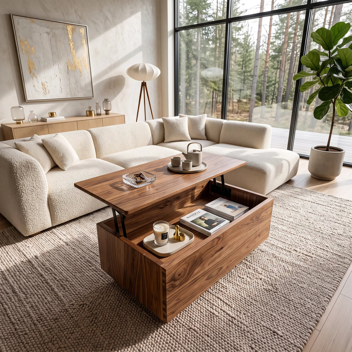 Farmhouse Lift Top Coffee Table Family Living Room