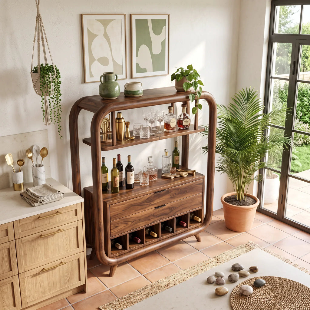 Mediterranean Wine Bar Cabinet Coastal Residence
