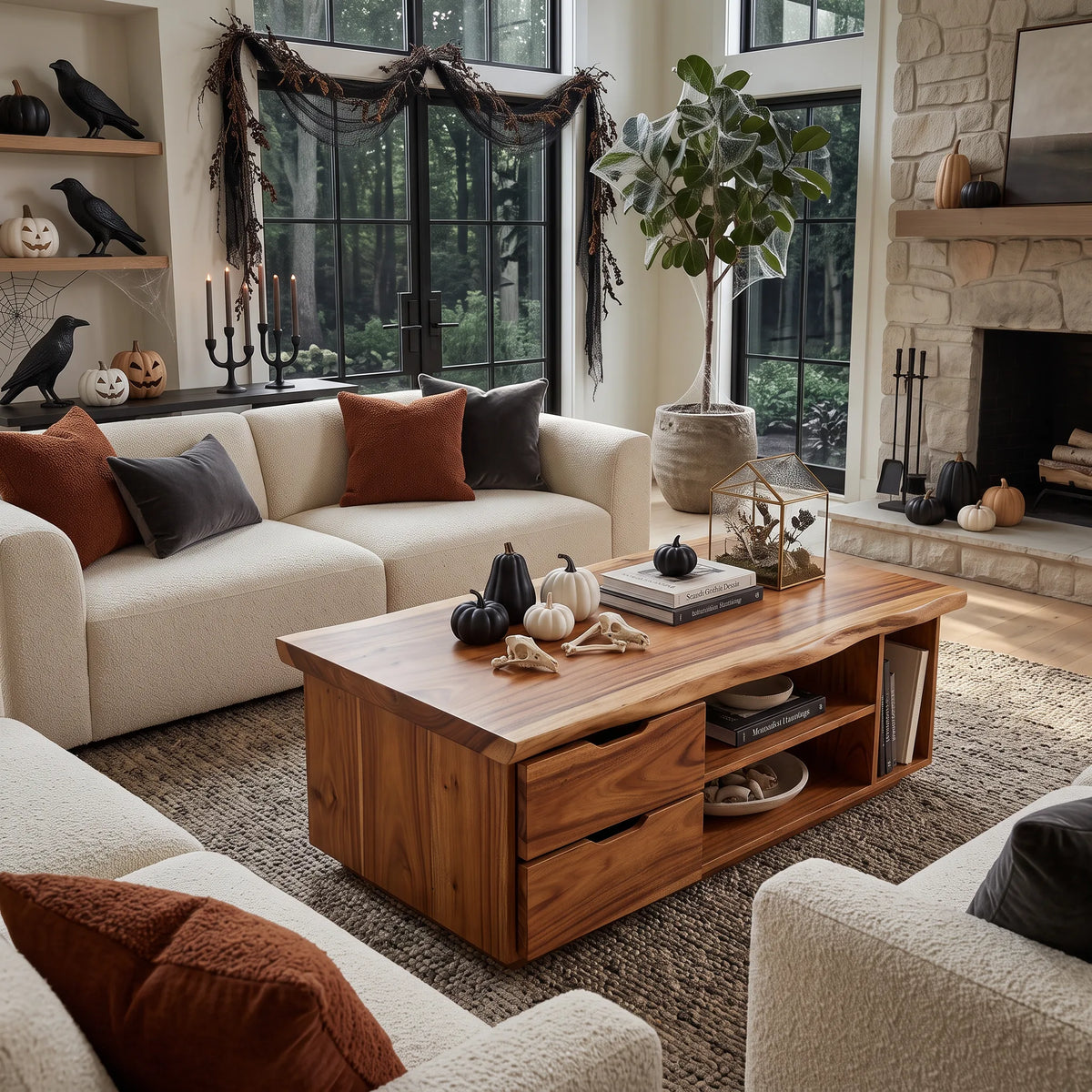 Organic Halloween Live Edge Coffee Table Modern Lounge