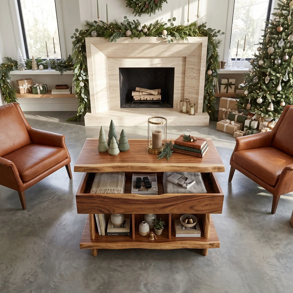 Mediterranean Christmas Lift Top Coffee Table Coastal Villa