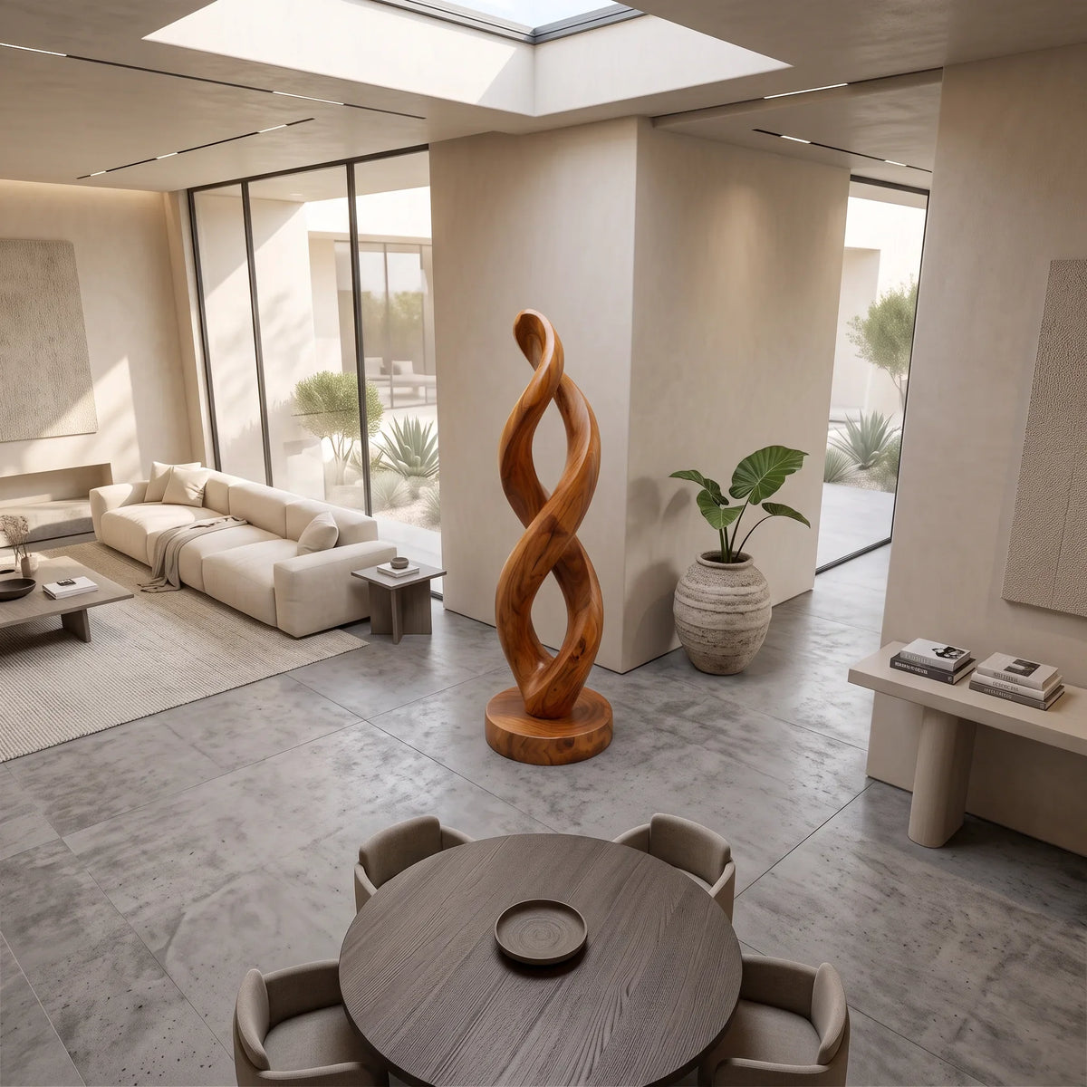 Modern Organic Twisted Wood Sculpture For Outdoor Garden Decor