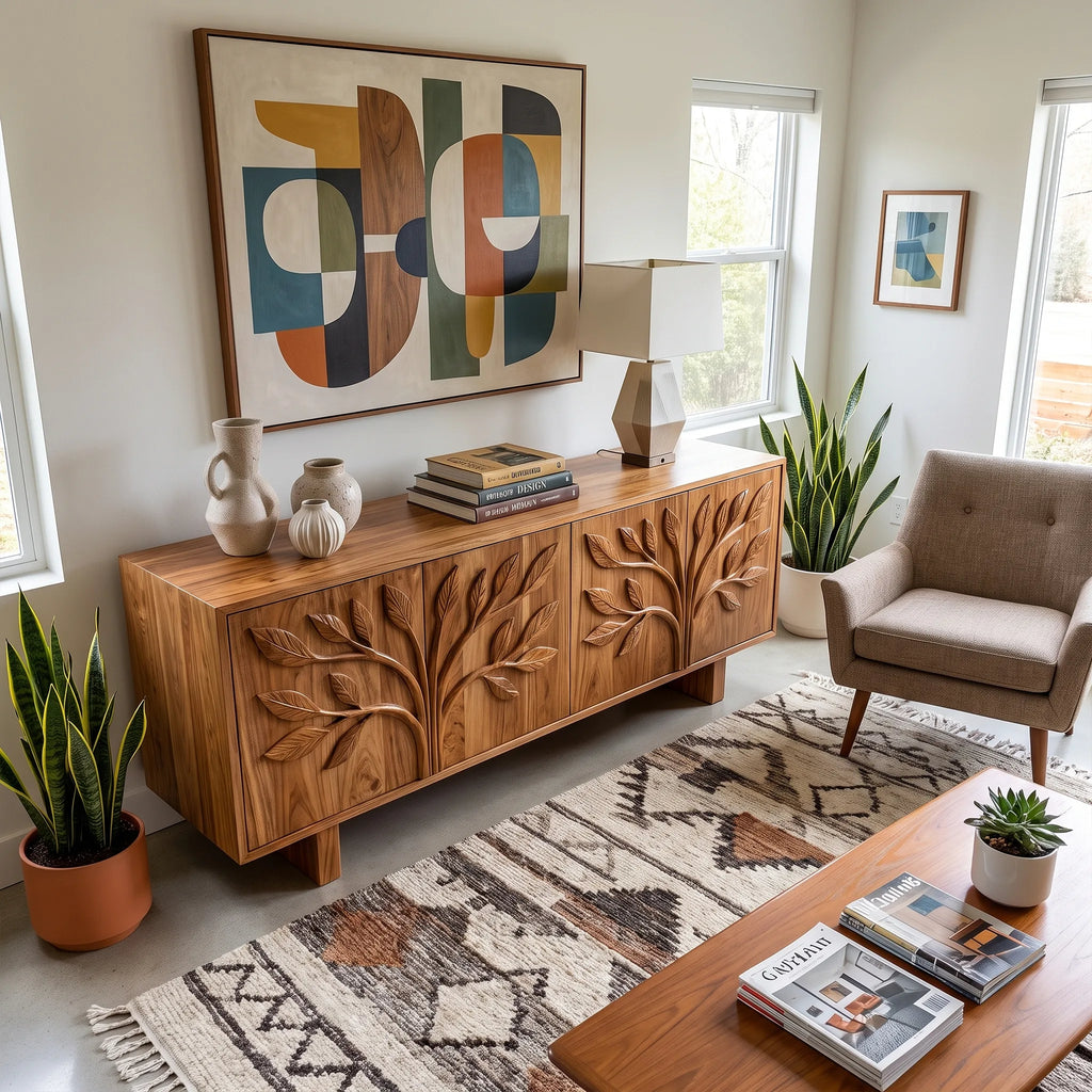 Natural Sideboard Cabinet Dining Room Sideboard Modern Sideboard Branch Carving For Living Room