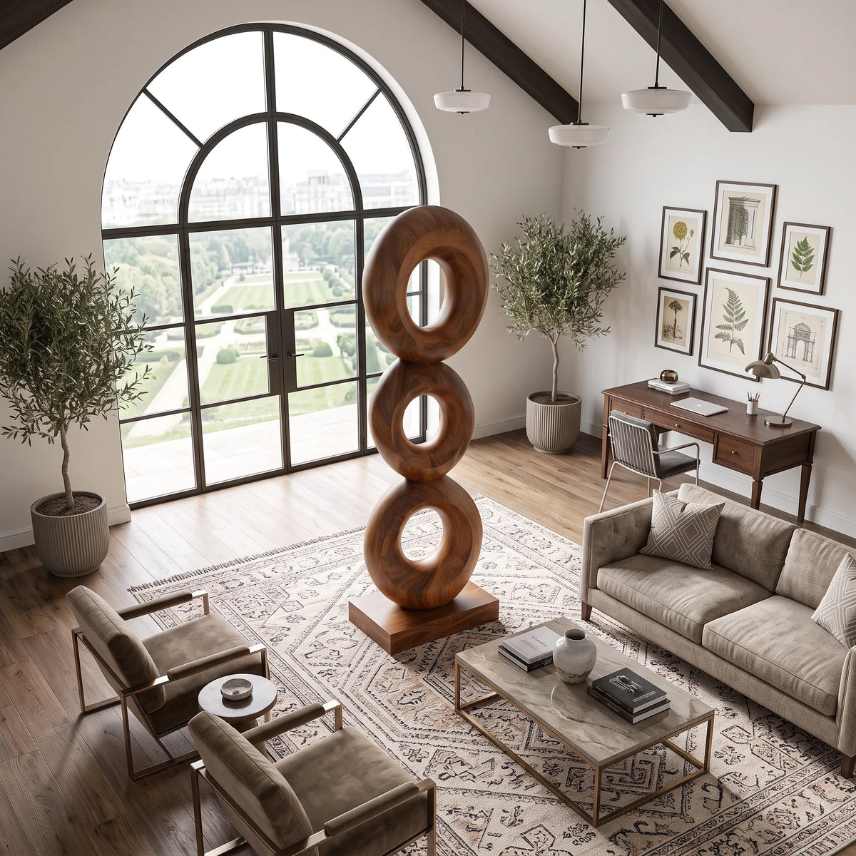 Organic Modern Wooden Sculpture For Rooftop Terrace Decor