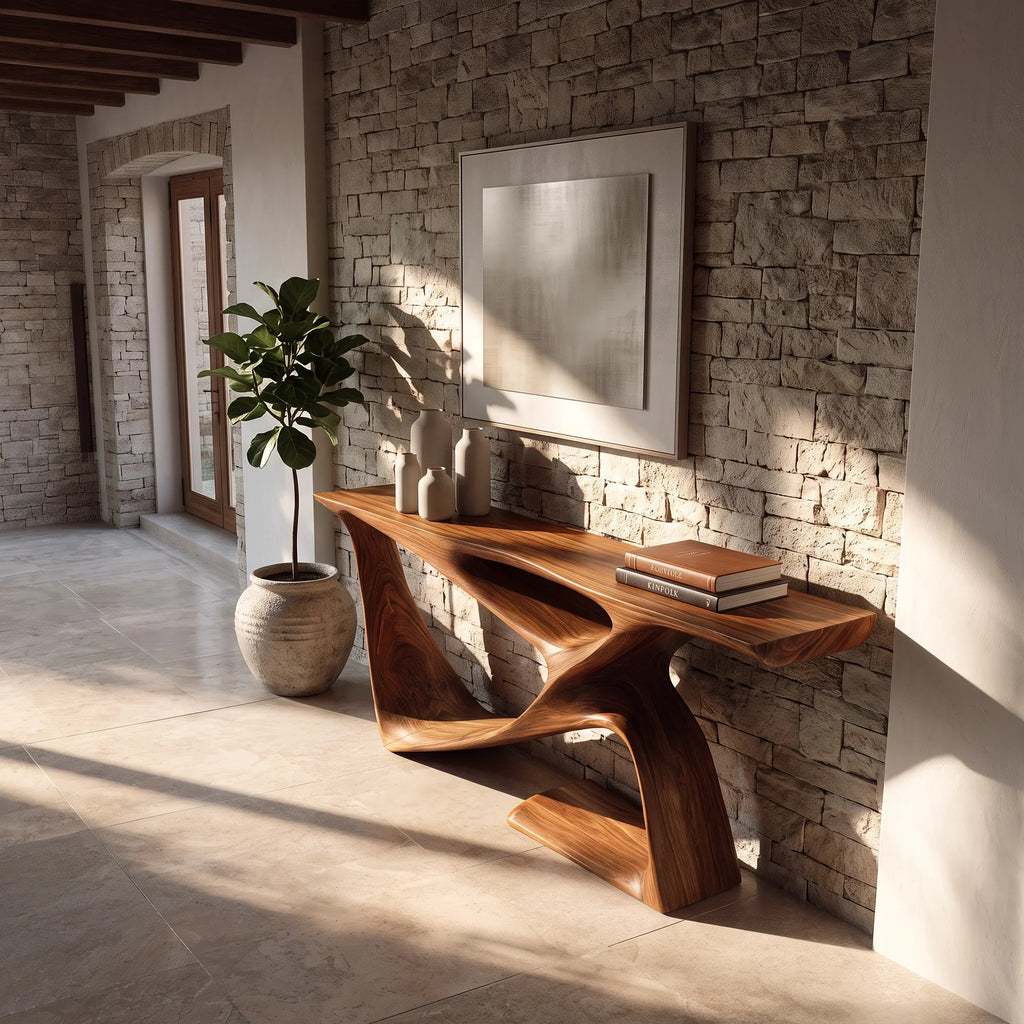 Organic Modern Sculptural Console Table For Contemporary Entryway