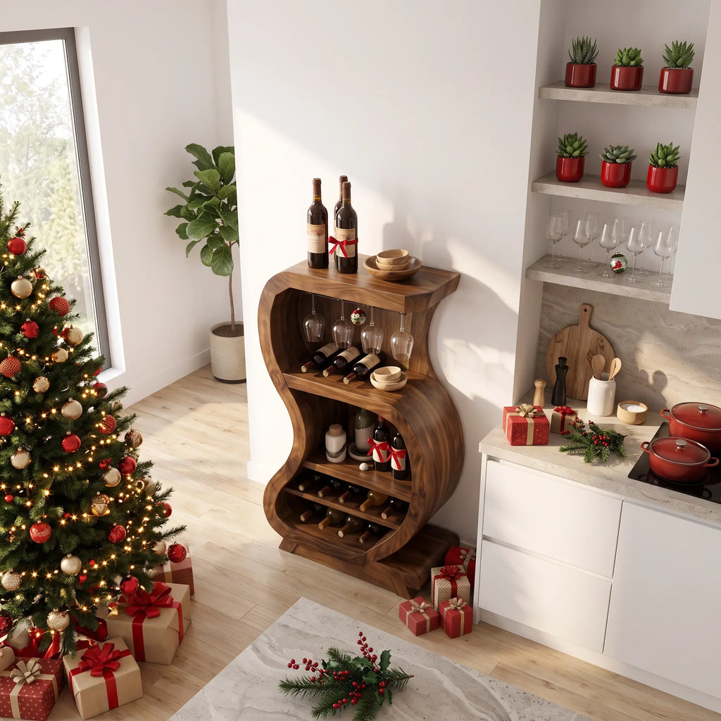 Rustic Reindeer Wine Bar Cabinet Country Home