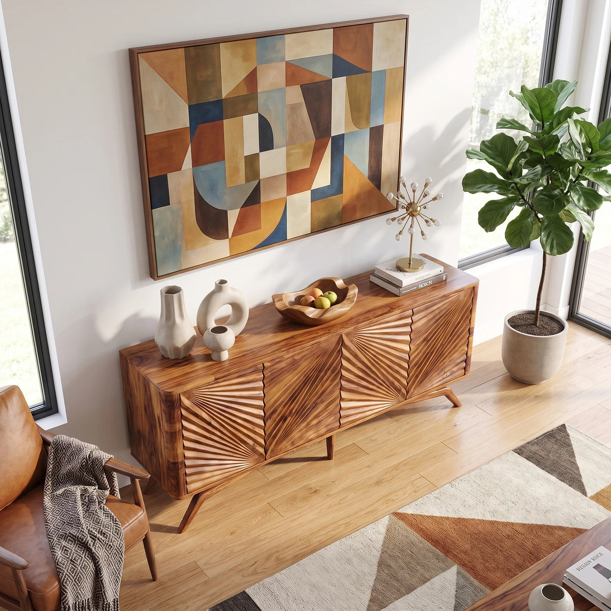 Elegant Sideboard Cabinet Dining Sideboard Buffet Cabinet Radiating Carved Doors For Dining Room