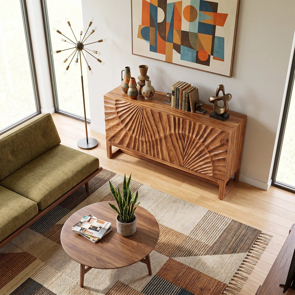 Artistic Sideboard Sideboard Storage Cabinet Modern Sideboard Sunburst Relief For Living Room