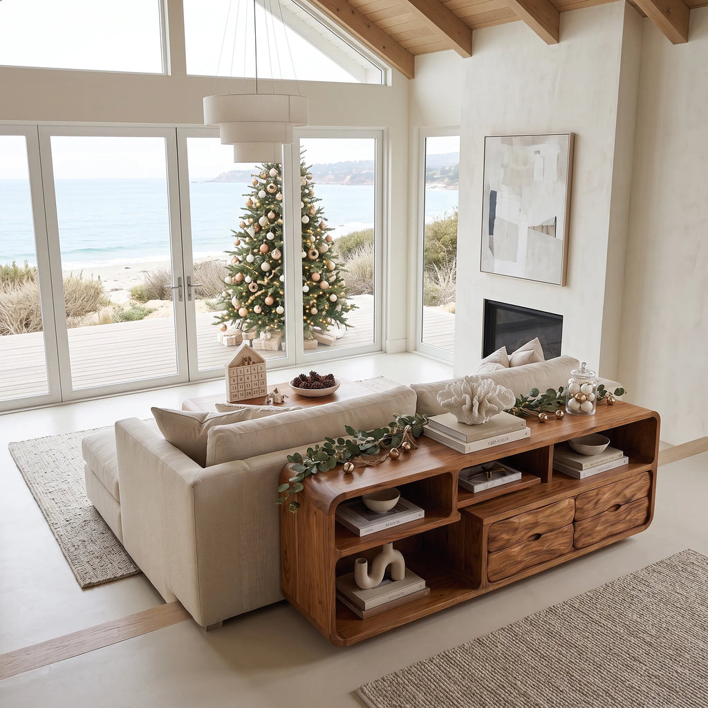 Farmhouse Reindeer Behind Couch Table Living Room