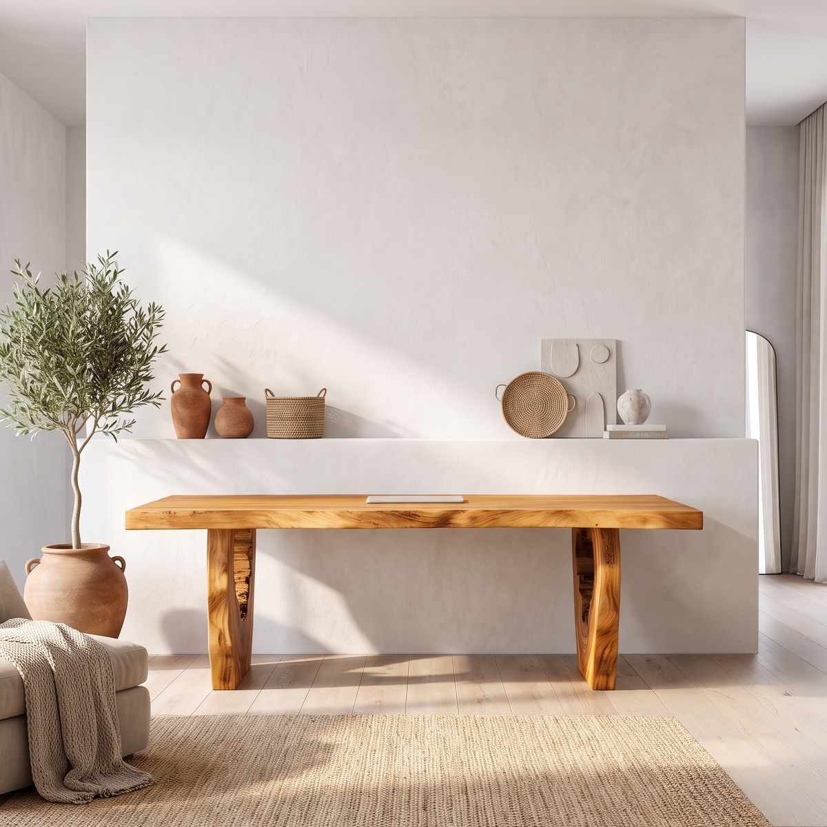 Organic Executive Desk With Flowing Curved Legs For Workspace
