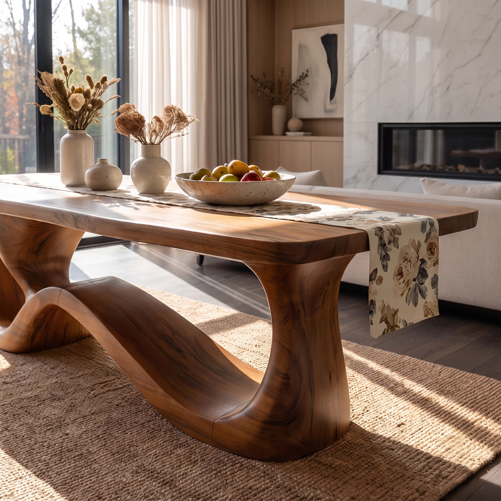 Rustic Halloween Dining Table With Flowing Natural Form Base For Dining Room