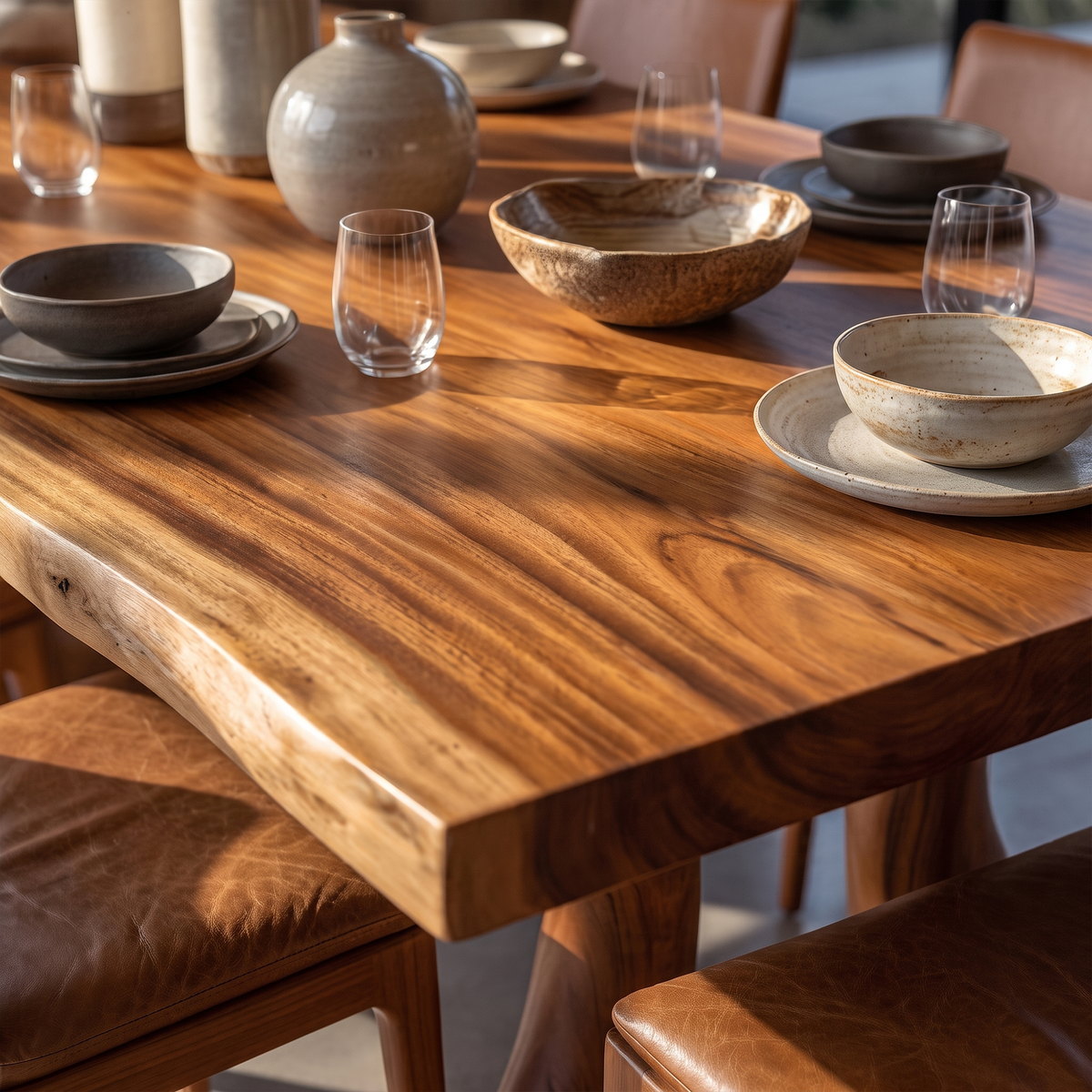 Organic Dining Table With Freeform Edge And Nature Inspired Frame For Dining Room