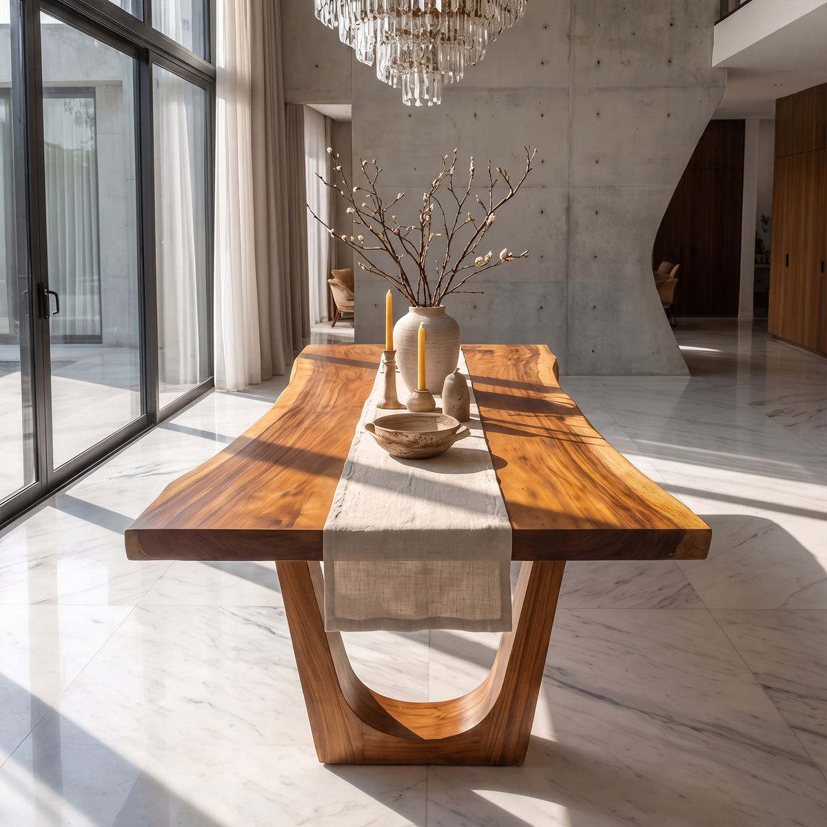Minimalist Live Edge Dining Table With Simple Natural Form For Dining Room