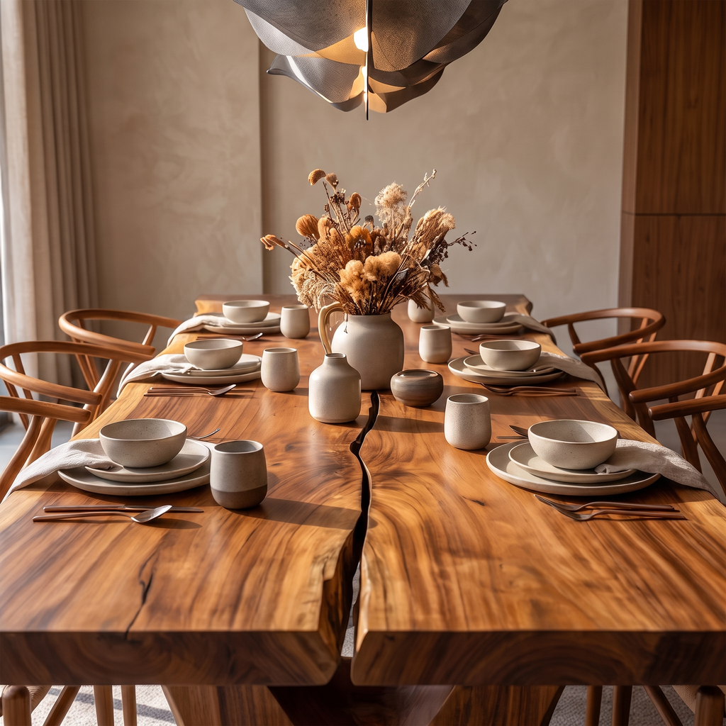 Rustic Halloween Dining Table With Sculptural Live Edge Design For Dining Room