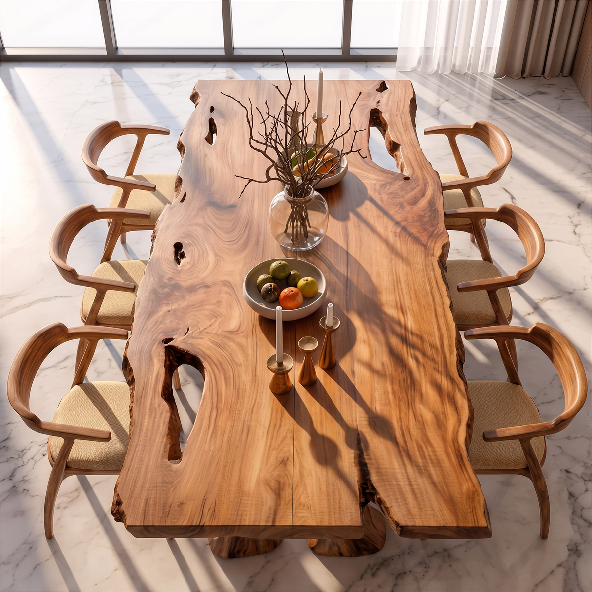 Rustic Halloween Dining Table With Irregular Edge Top For Dining Room