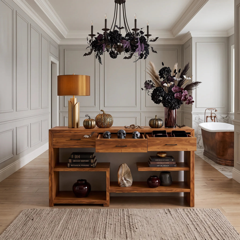 Mid Century Pumpkin Console Table Modern Bedroom