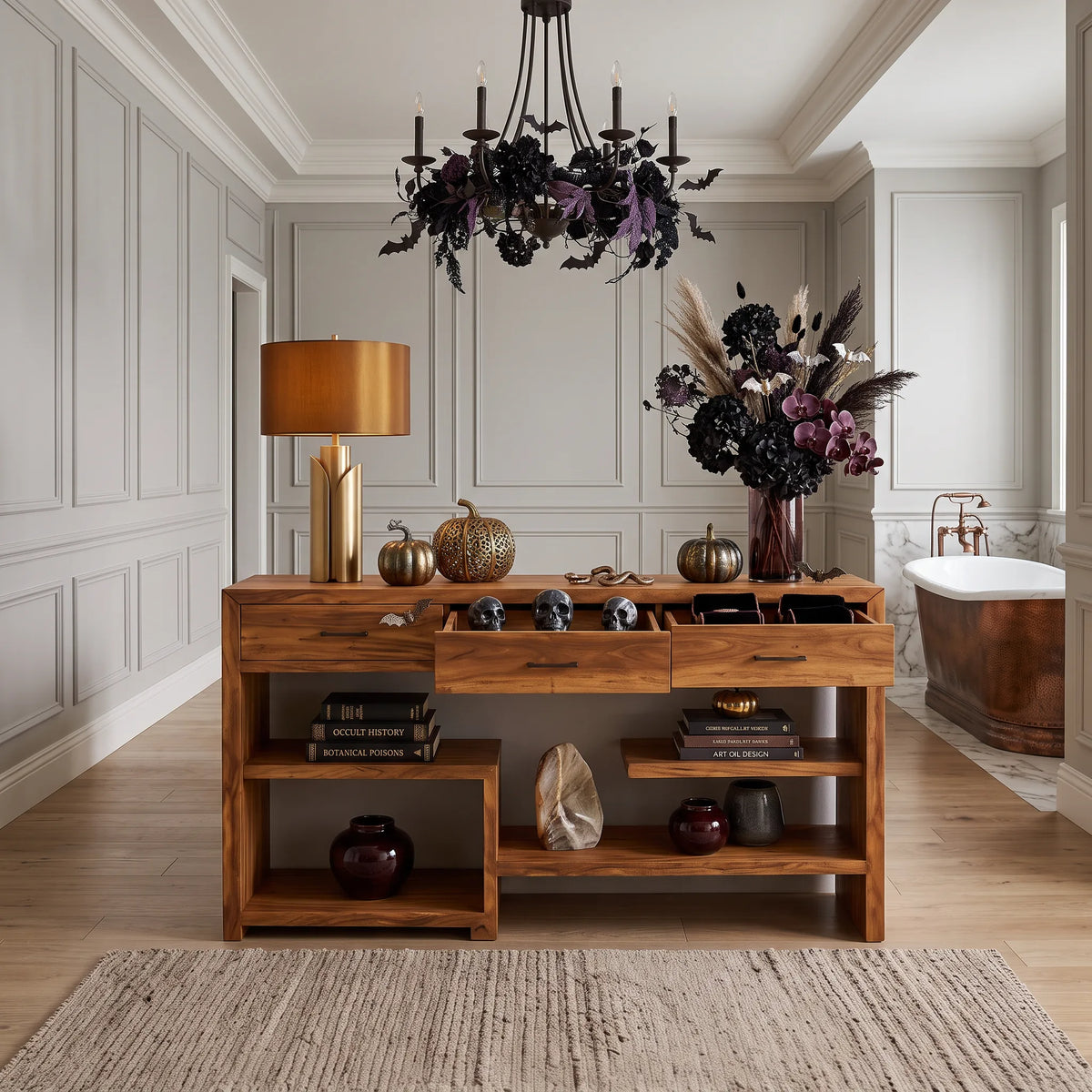 Mid Century Pumpkin Console Table Modern Bedroom