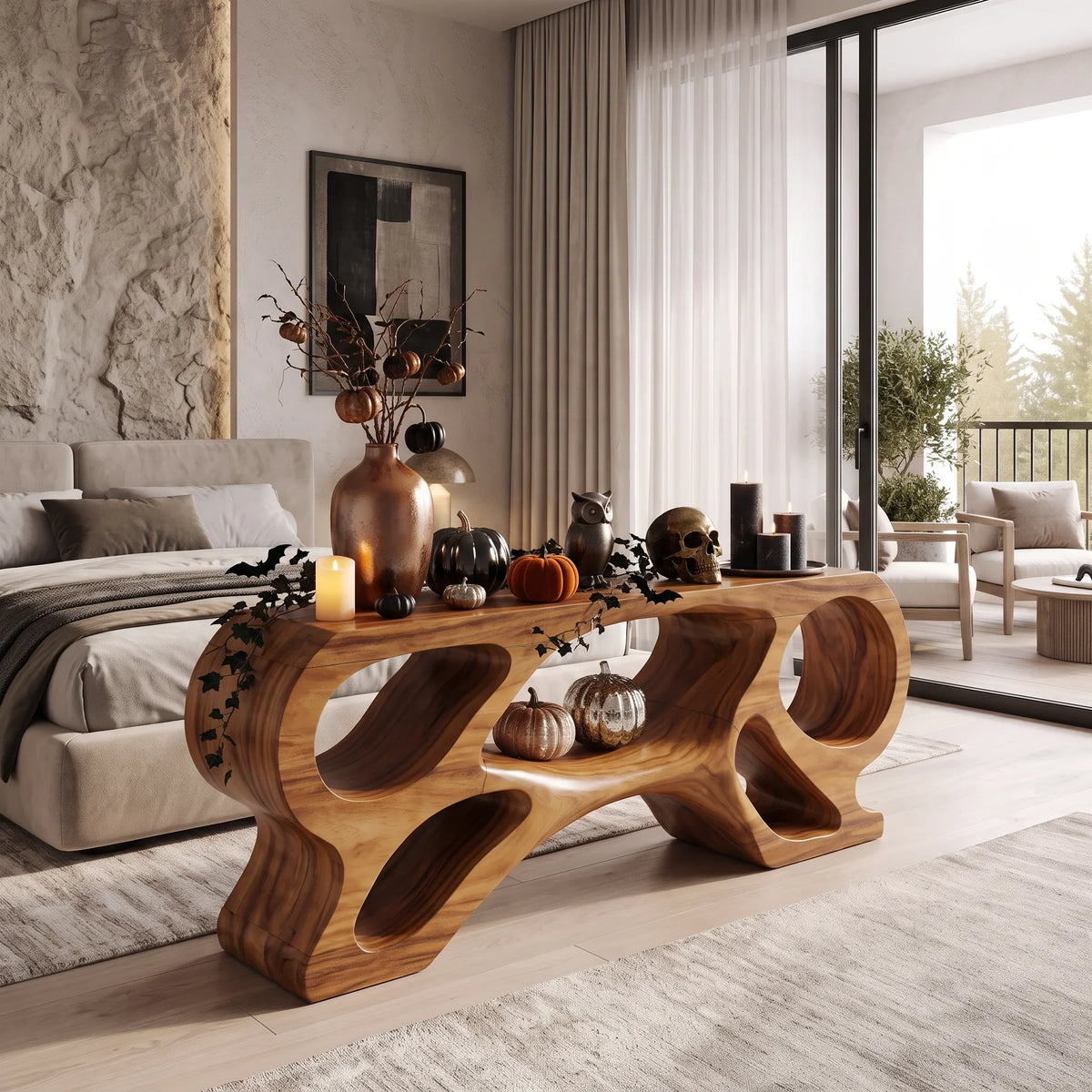 Modern Pumpkin Long Console Table Luxury Living Room