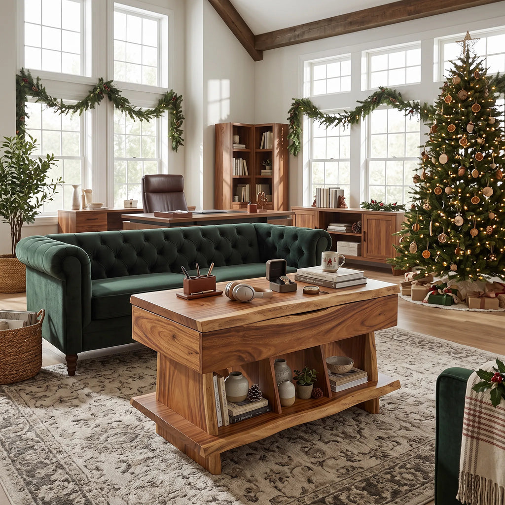 Mediterranean Christmas Lift Top Coffee Table Coastal Villa