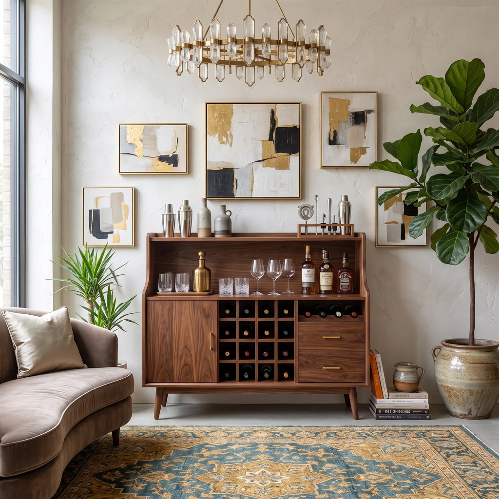 Mid Century Wine Bar Cabinet Luxury Kitchen