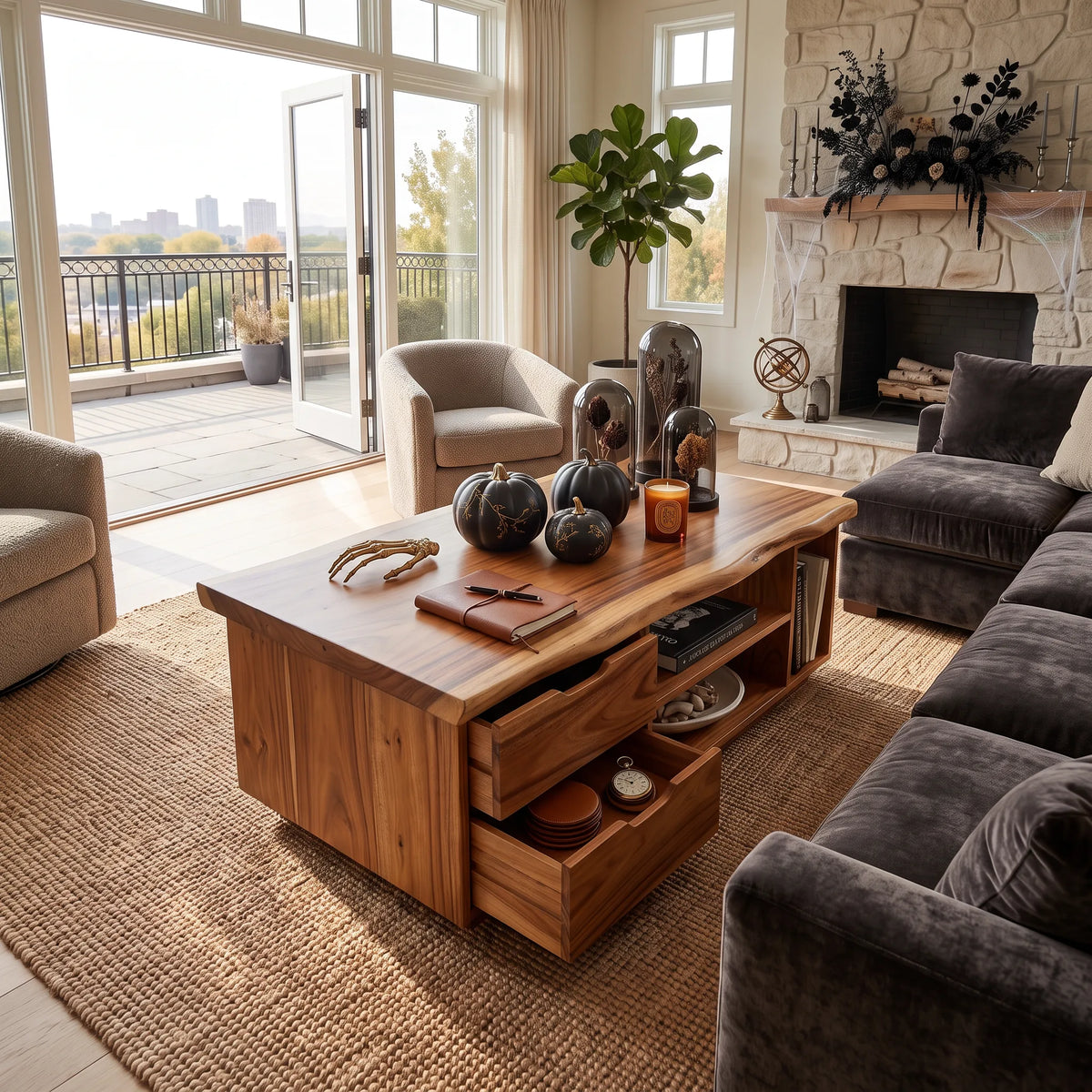 Organic Halloween Live Edge Coffee Table Modern Lounge