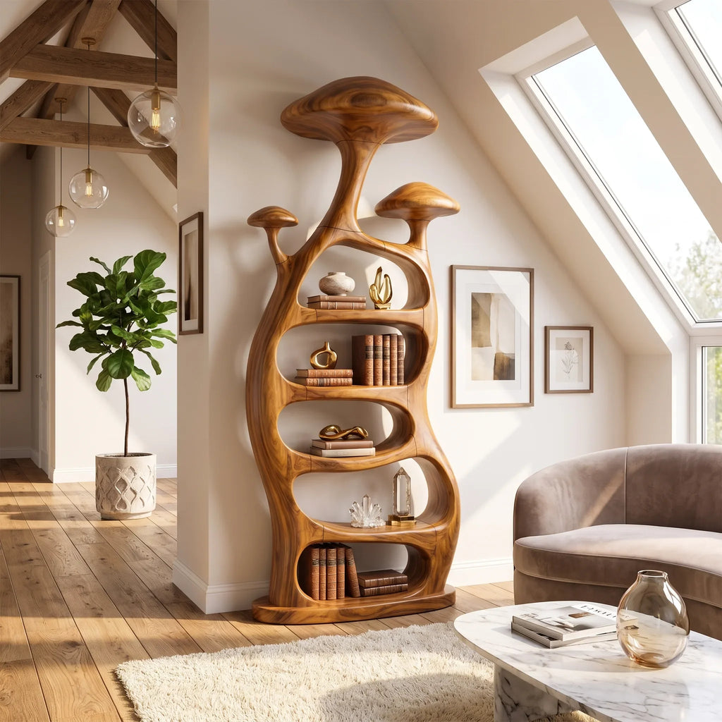 Organic Curved Sculptural Bookcase Modern Living Room