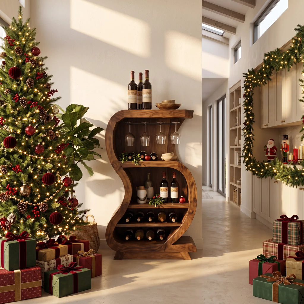 Rustic Reindeer Wine Bar Cabinet Country Home