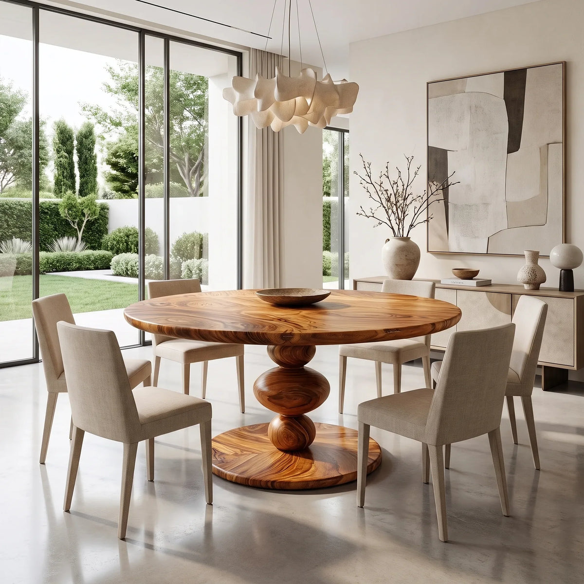 Elegant Round Dining Table Modern Dining Table Stacked Pedestal For Dining Room