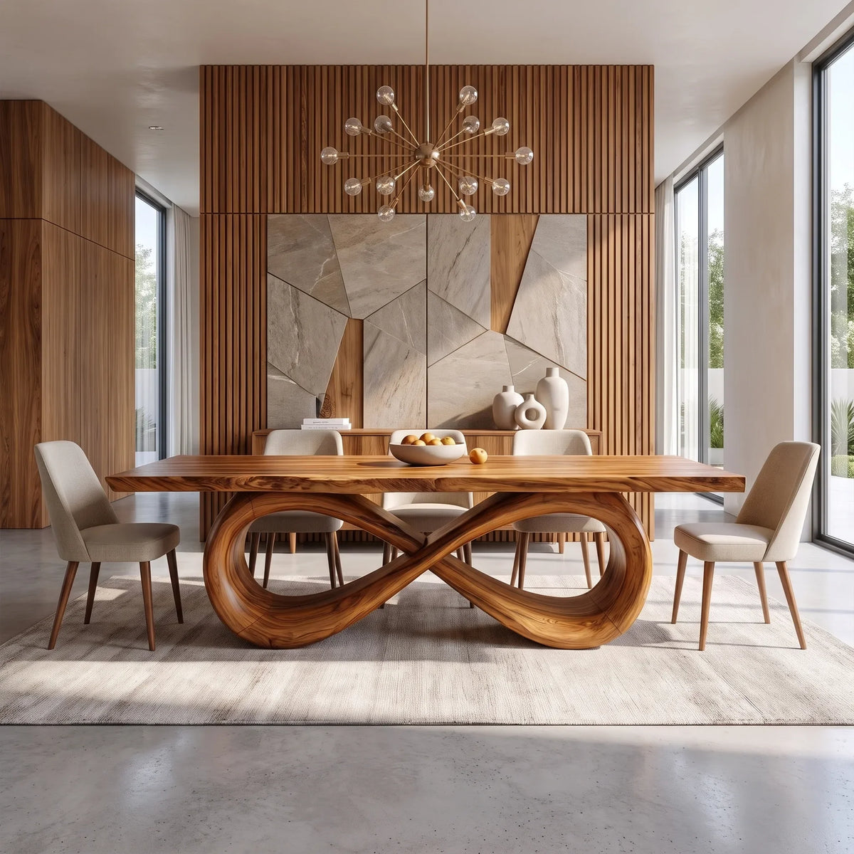 Serene Modern Dining Table Rectangle Dining Room Table Infinity Base For Dining Room