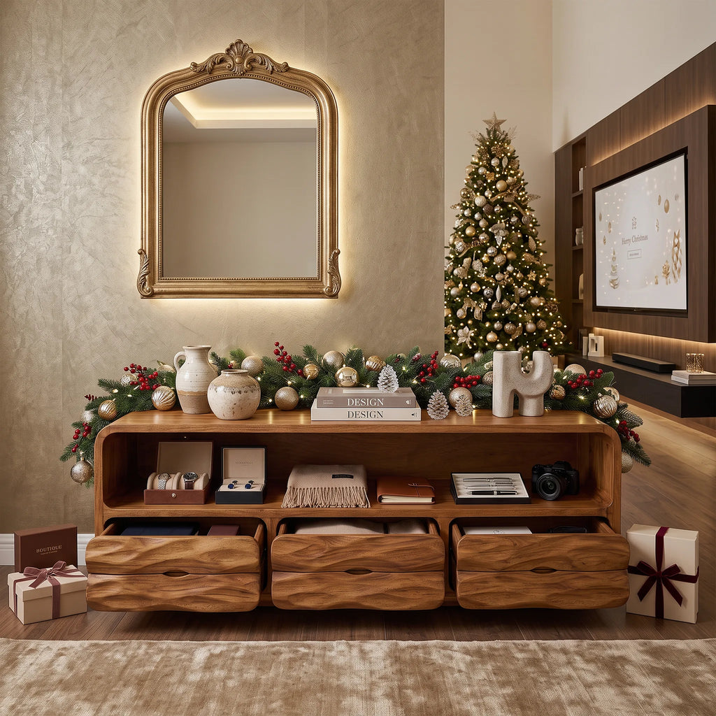 Rustic Christmas Console Table Luxury Living Room