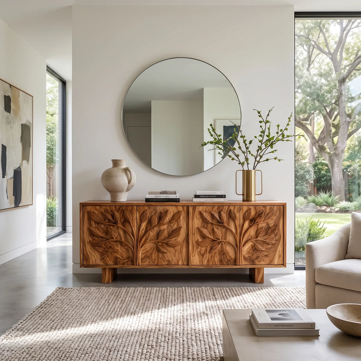 Natural Sideboard Cabinet Dining Room Sideboard Modern Sideboard Branch Carving For Living Room