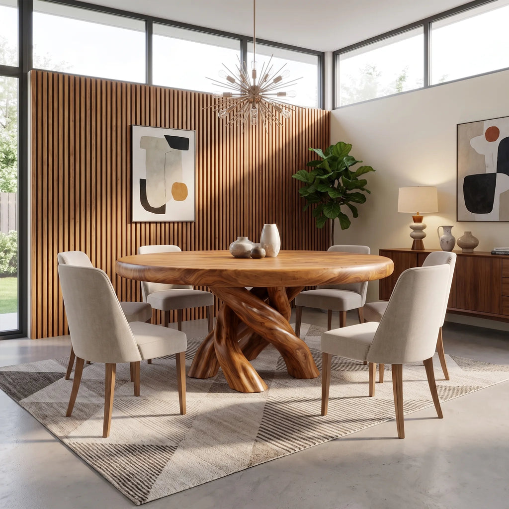 Graceful Round Dining Table Modern Dining Table Dining Room Table Twisted Base For Dining Room