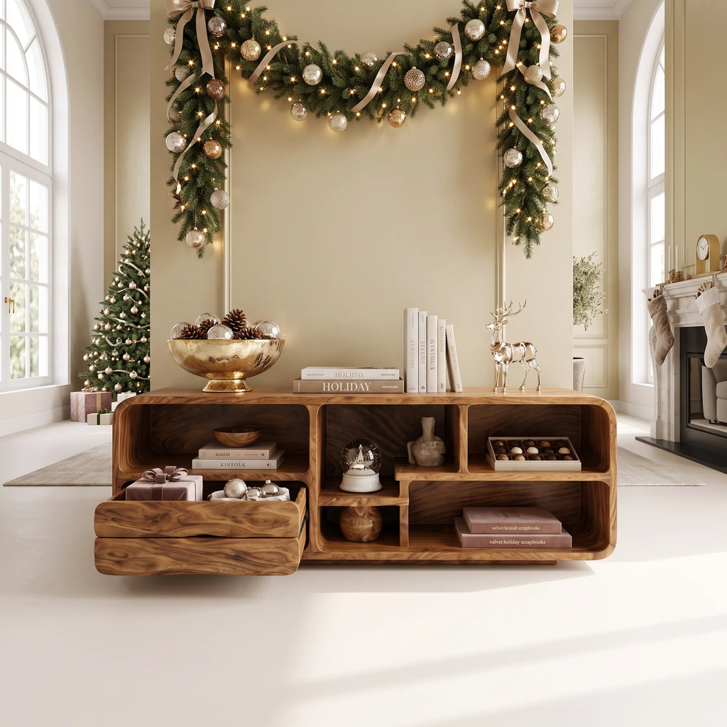 Scandinavian Nutcracker Sofa Table Cozy Bedroom