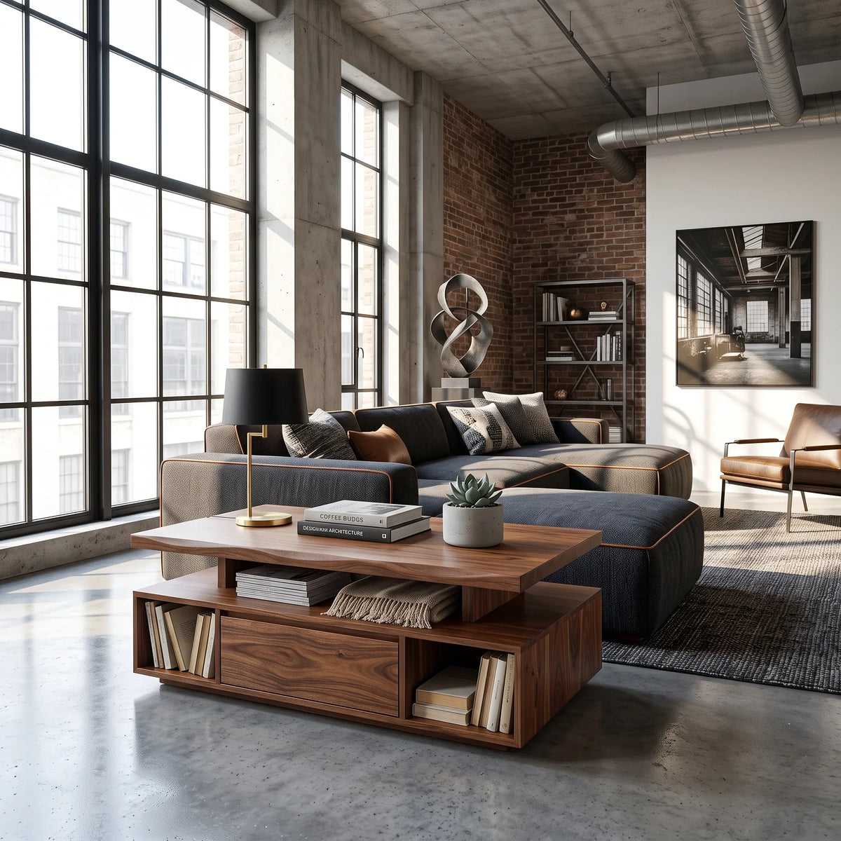 Organic Modern Storage Coffee Table Contemporary Living Room