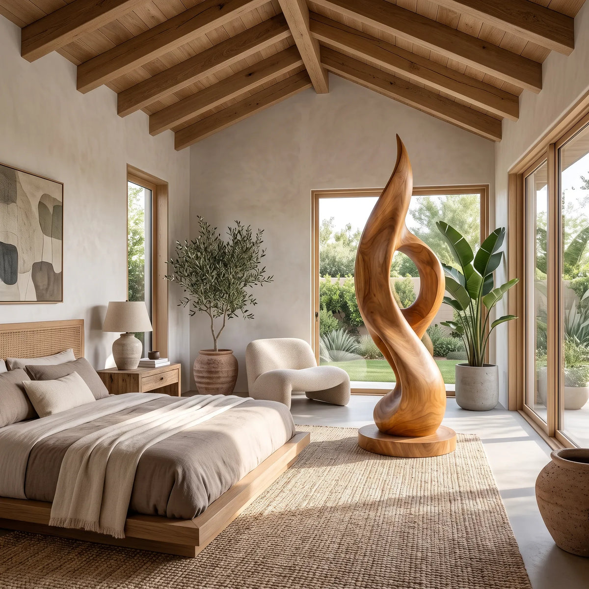 Farmhouse Organic Wood Sculpture For Luxury Bedroom Home Decor
