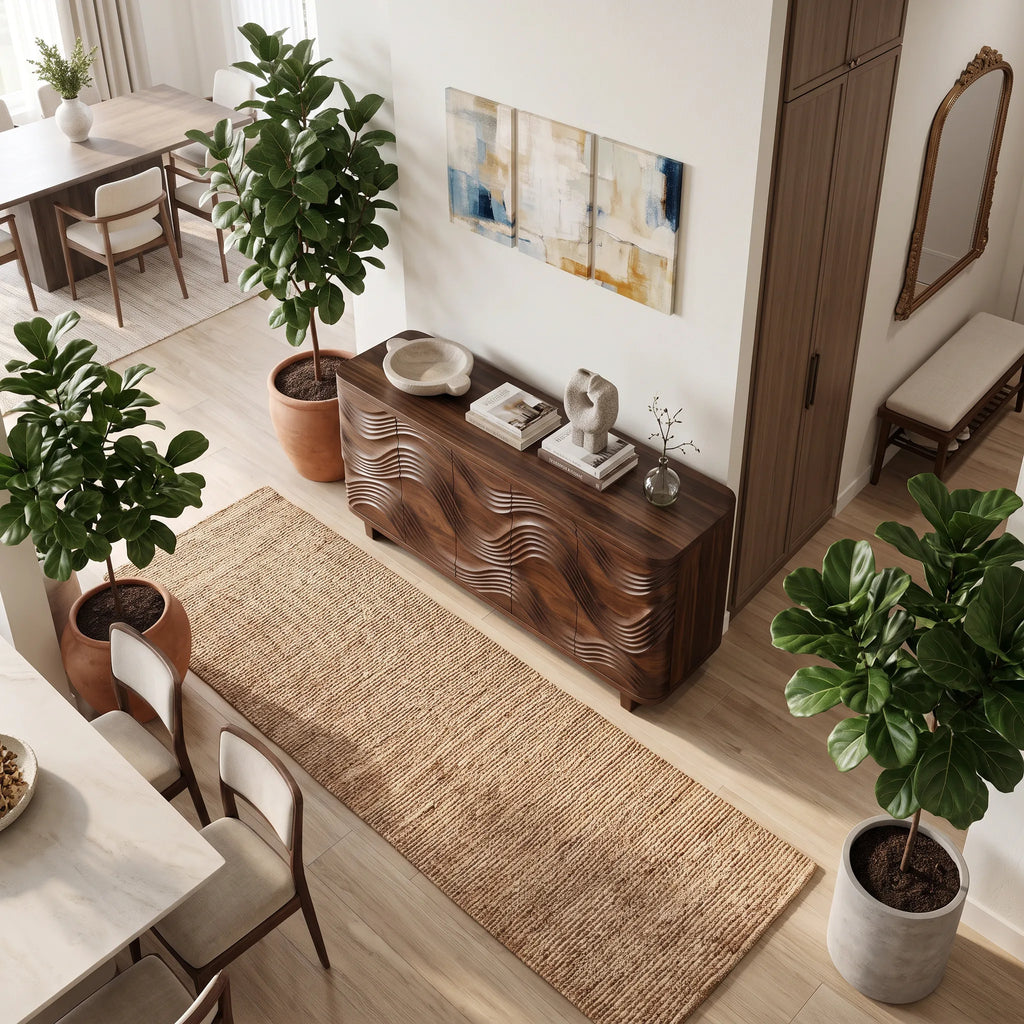 Contemporary Carved Sideboard Cabinet City Apartment