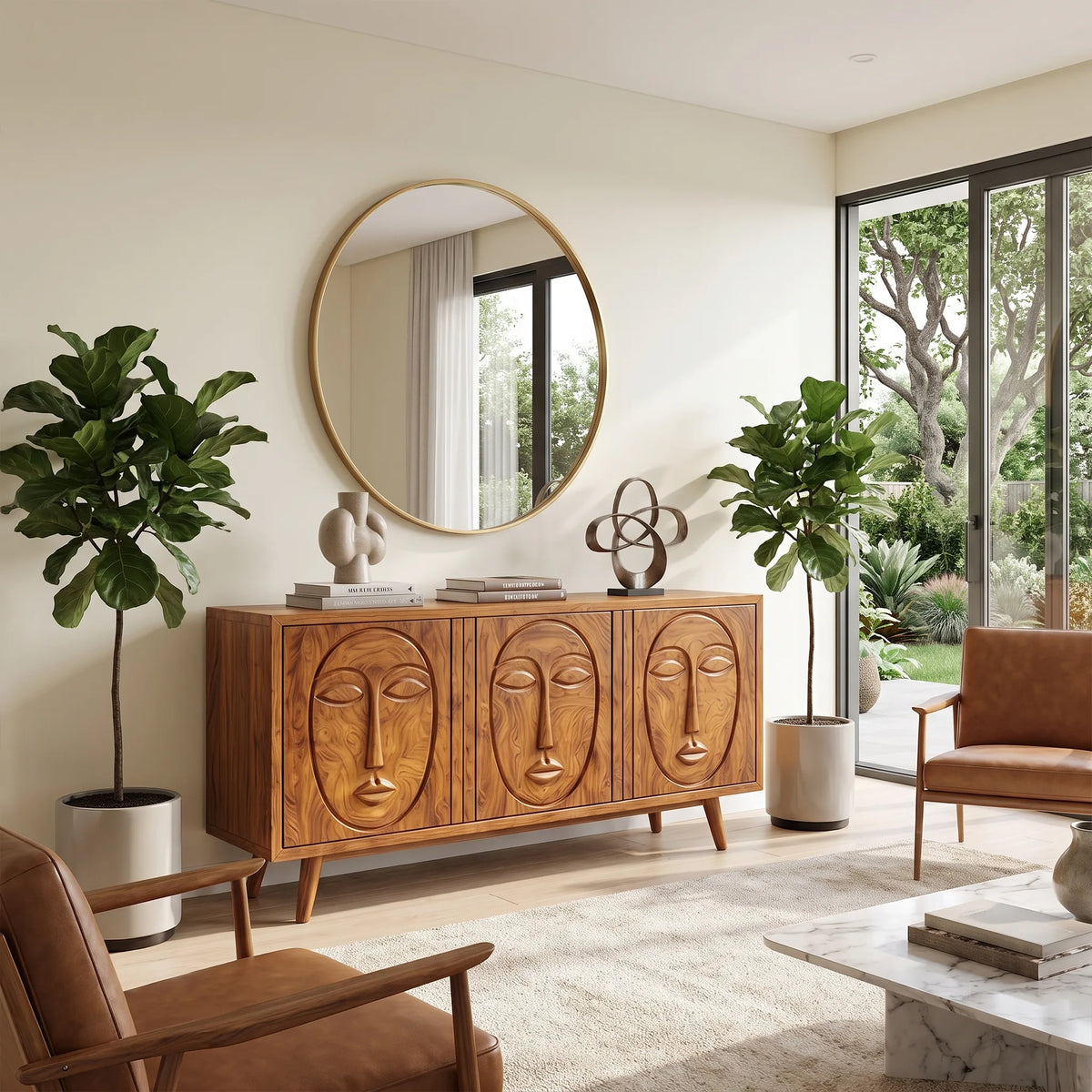 Artistic Sideboard Cabinet Dining Room Sideboard Modern Sideboard Face Carving For Living Room