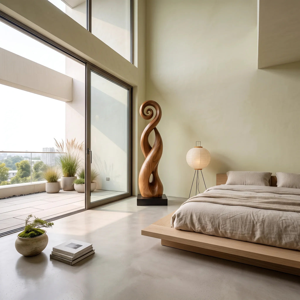 Modern Organic Twisted Wood Sculpture For Luxury Entryway Decor