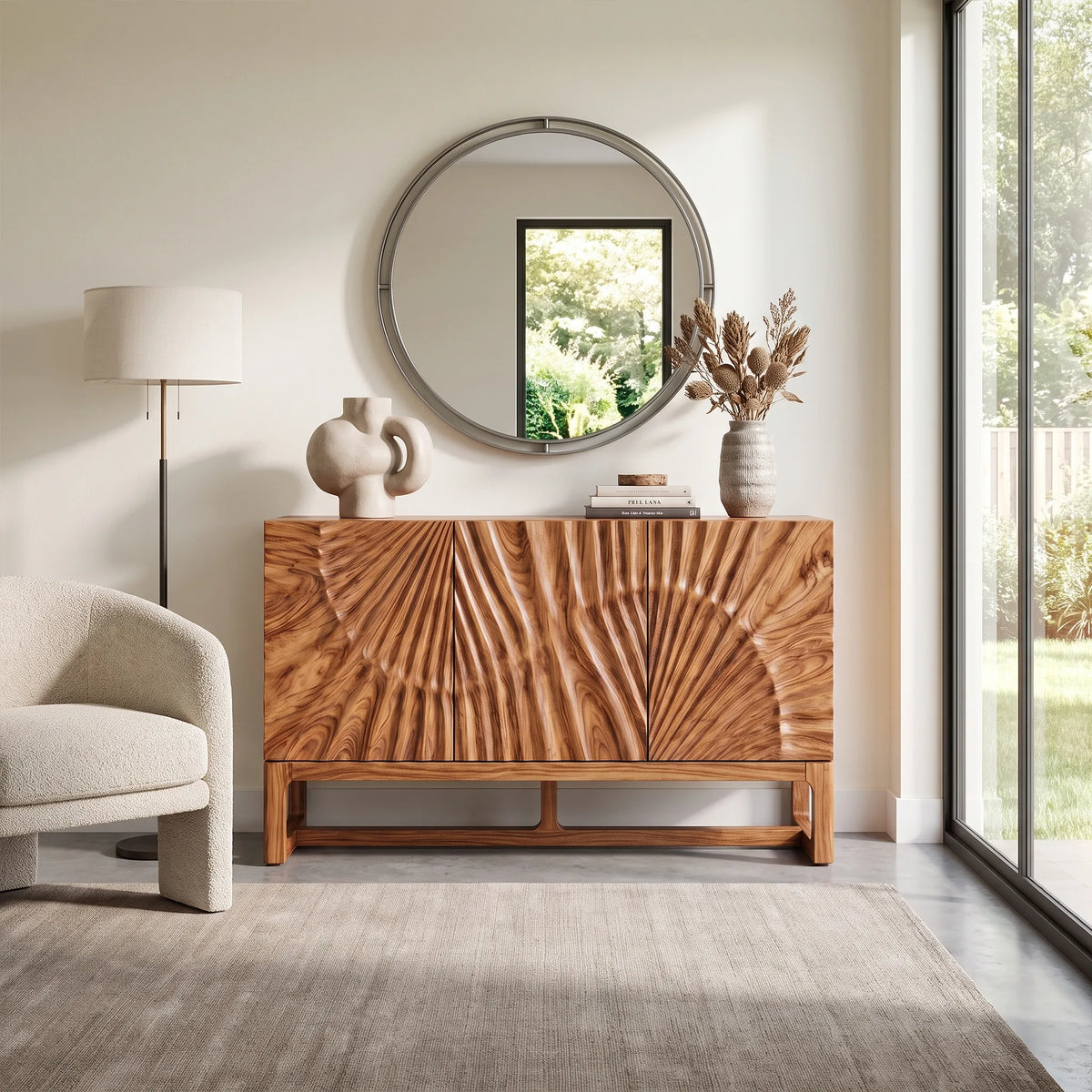Artistic Sideboard Sideboard Storage Cabinet Modern Sideboard Sunburst Relief For Living Room
