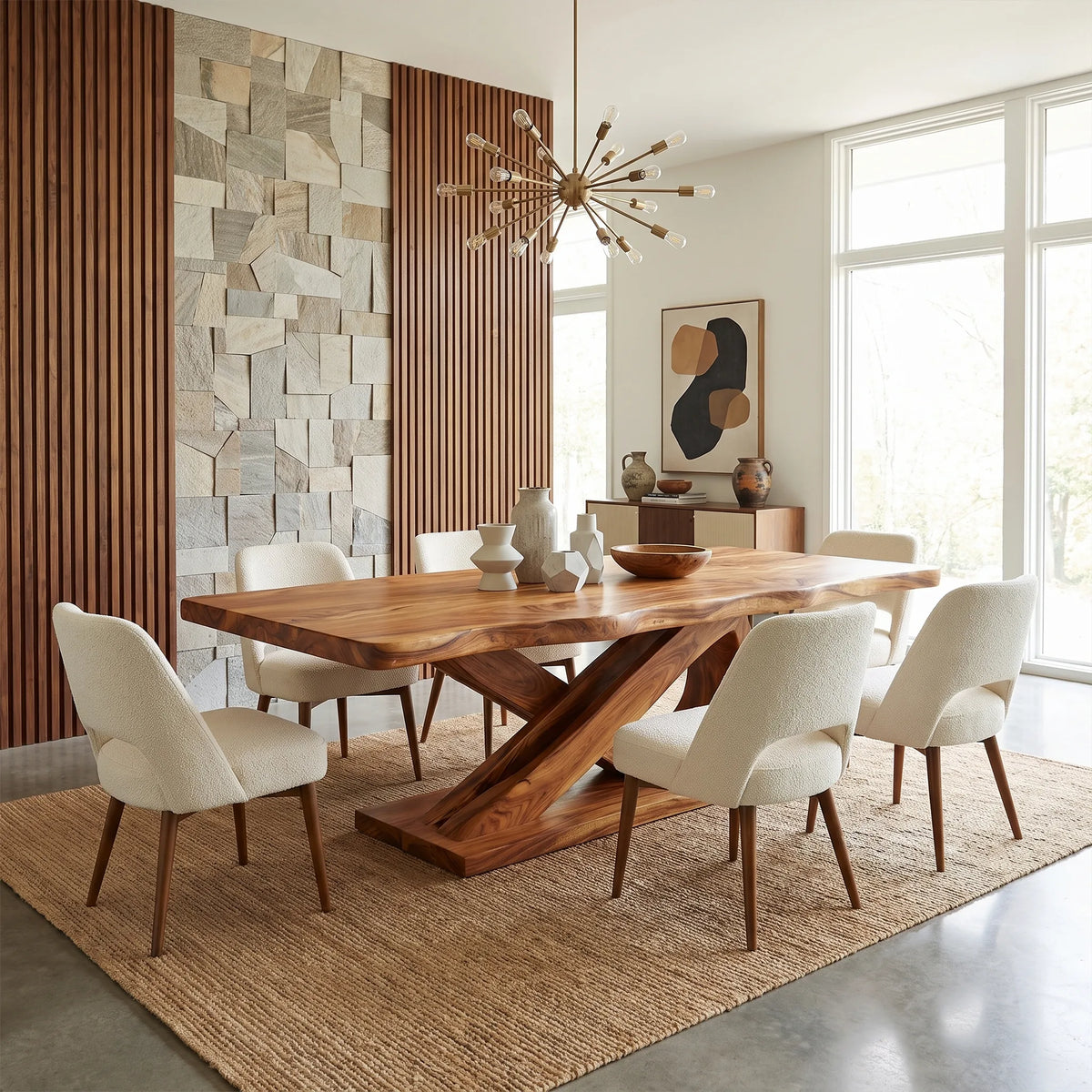 Warm Modern Dining Table Dining Room Table Rectangle Dining Table Branch Base For Dining Room
